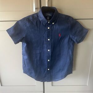 Polo by Ralph Lauren Kids Navy Button-Down Shirt, linen, new with tags